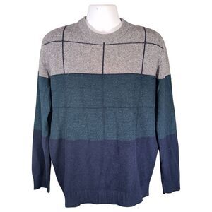 Robert Comstock Sweater Pullover Mens XL Cashmere Wool Blue Grey